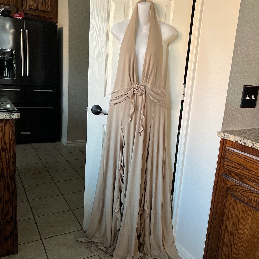 WeWoreWhat Halter Ruffle Dress